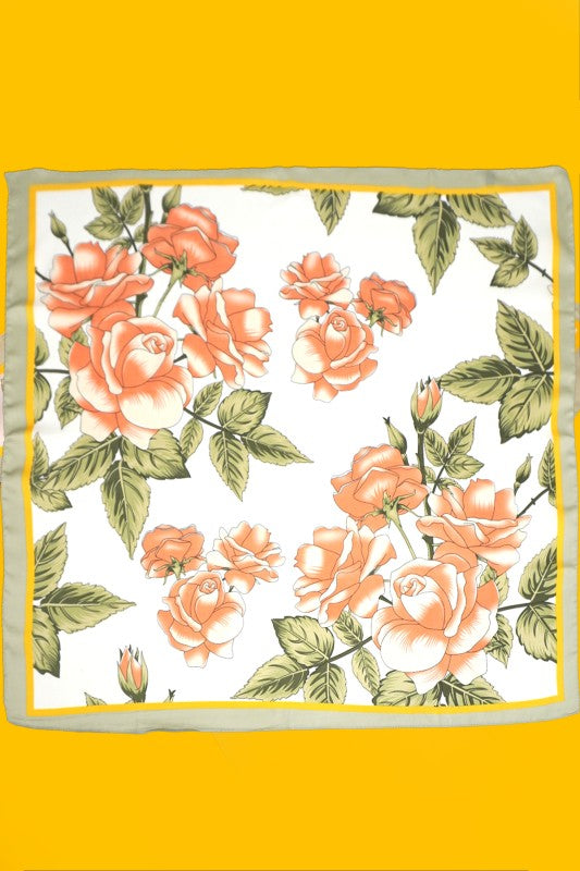 Large Floral Print Bandana Scarf