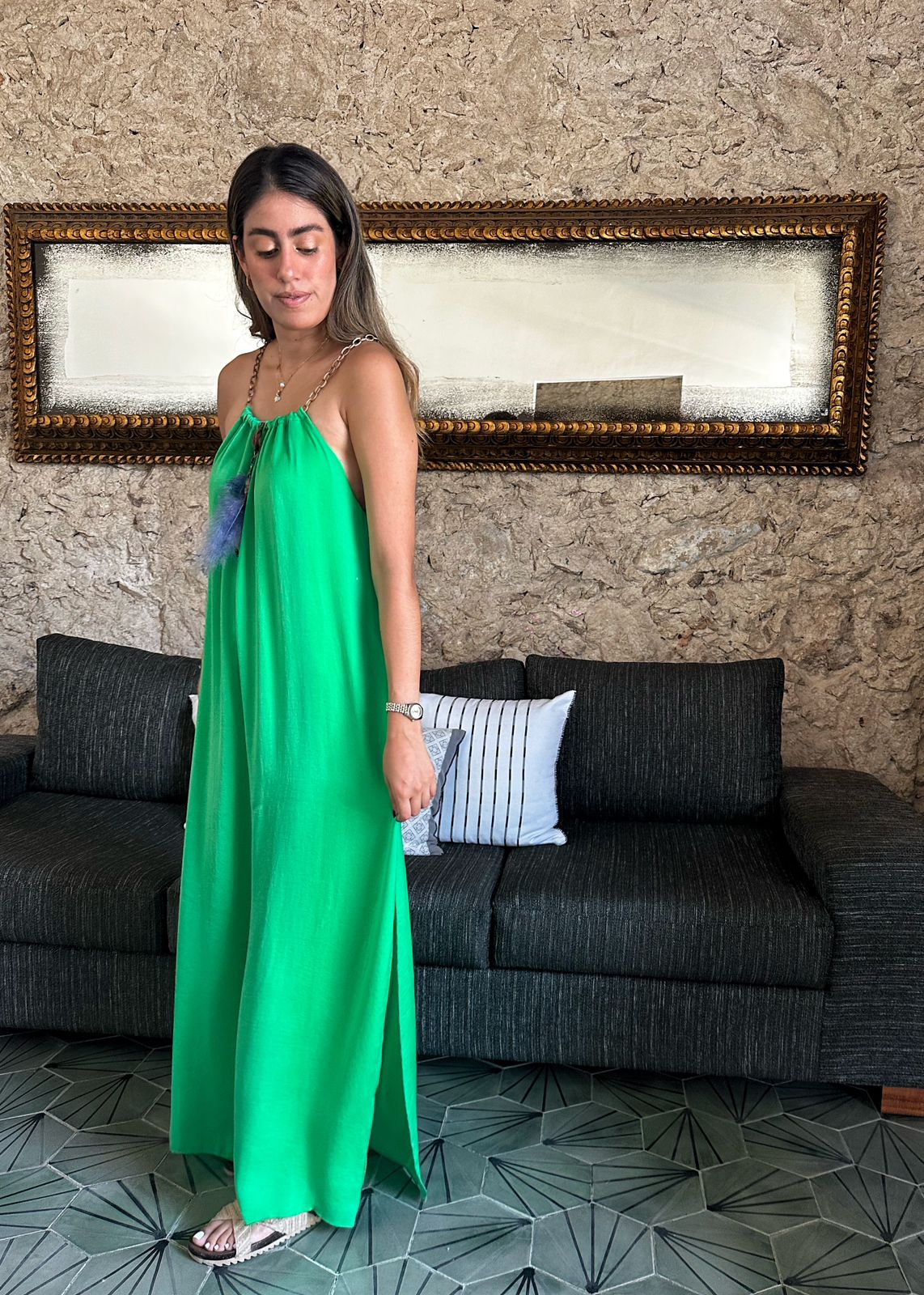 Agave Maxi Dress W Chain Detail