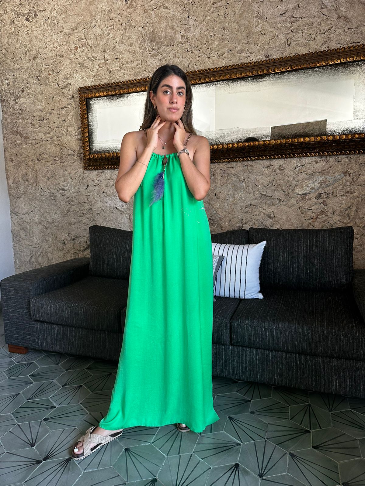 Agave Maxi Dress W Chain Detail