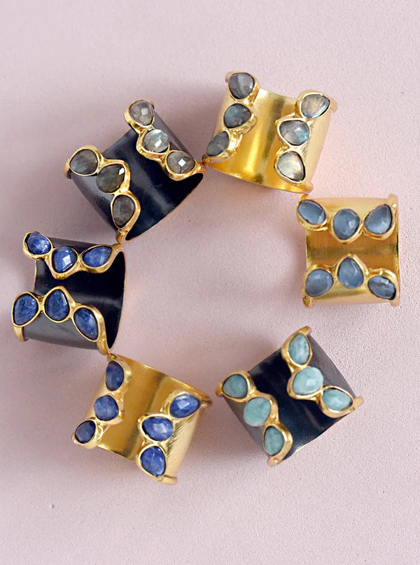 Multi Gemstone Cuff Ring