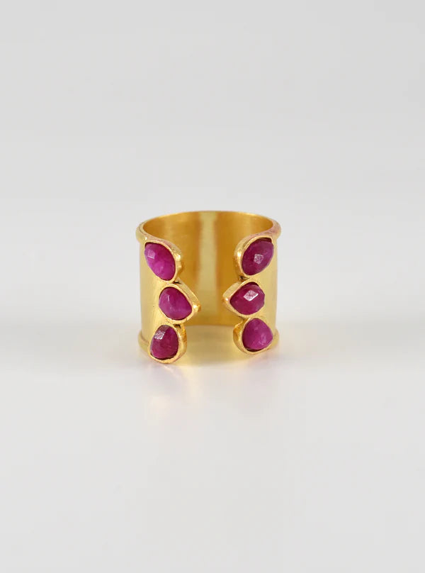 Multi Gemstone Cuff Ring