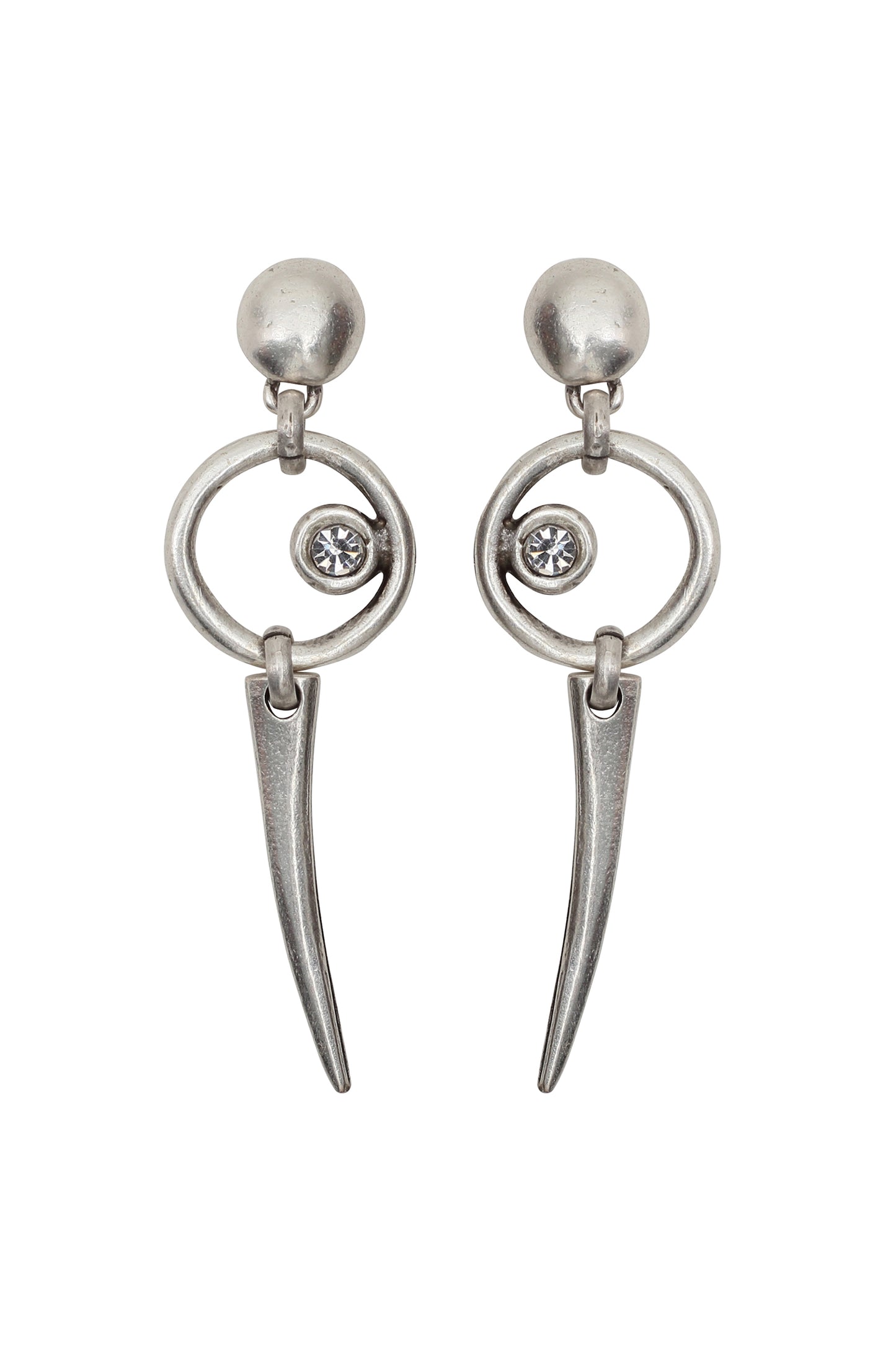 Silver Claw Earring With Crystal Detail