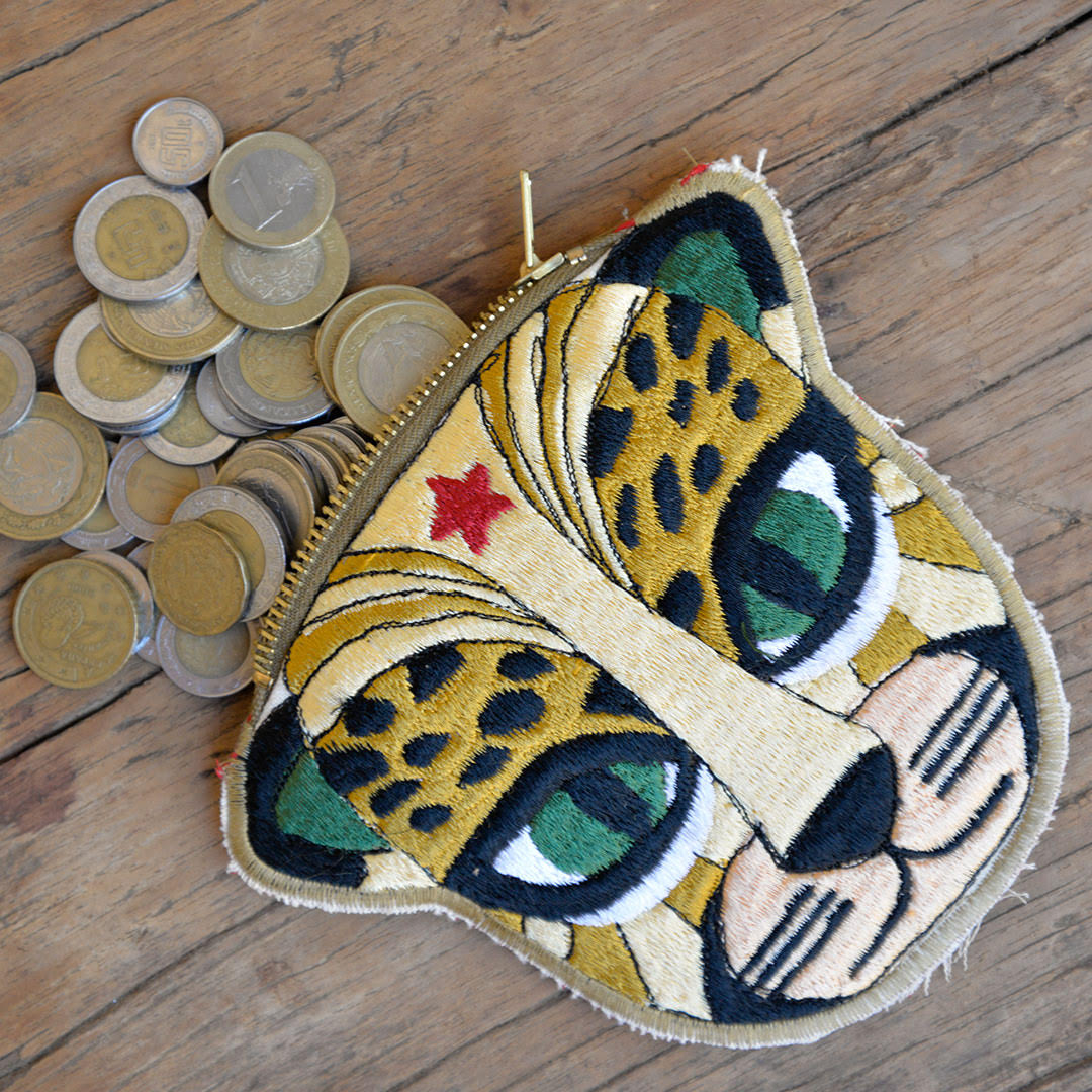 Embroidered Jaguar Coin Purse