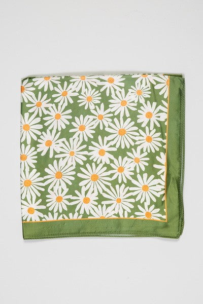 Flower Silky Bandana Scarf