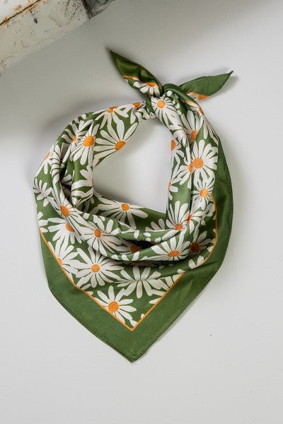 Flower Silky Bandana Scarf