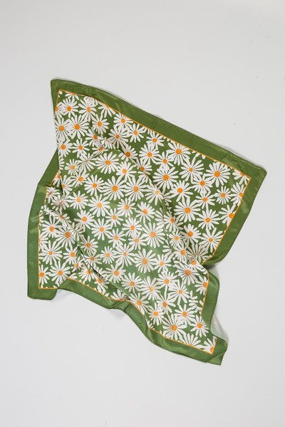 Flower Silky Bandana Scarf