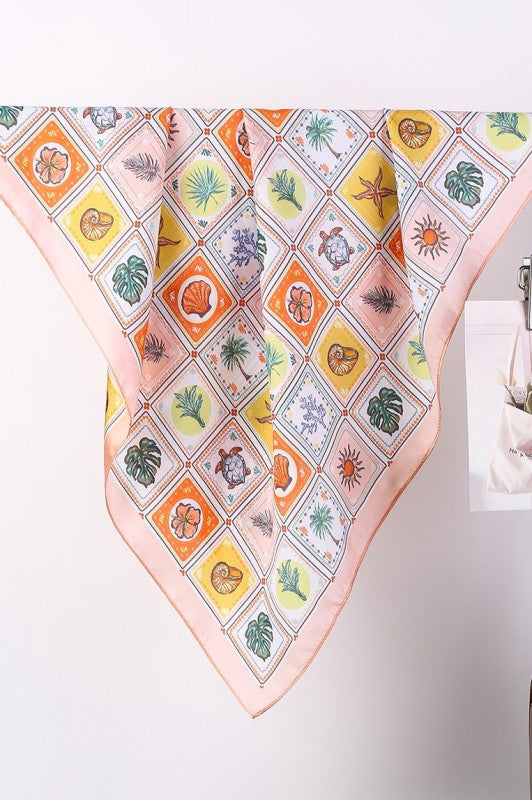 Coastal Mosaic Silk-Satin Scarf