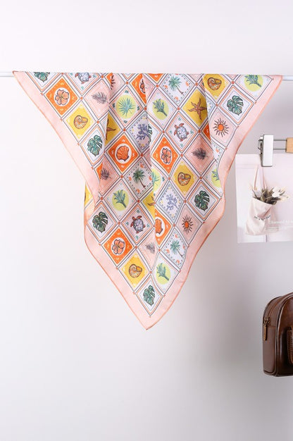 Coastal Mosaic Silk-Satin Scarf