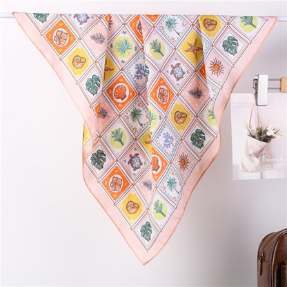 Coastal Mosaic Silk-Satin Scarf