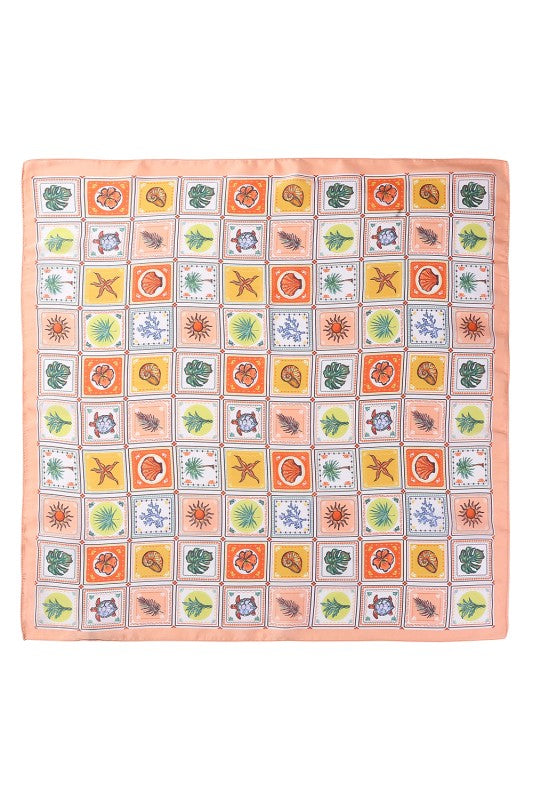 Coastal Mosaic Silk-Satin Scarf
