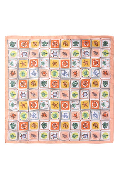 Coastal Mosaic Silk-Satin Scarf
