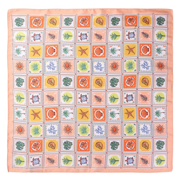 Coastal Mosaic Silk-Satin Scarf