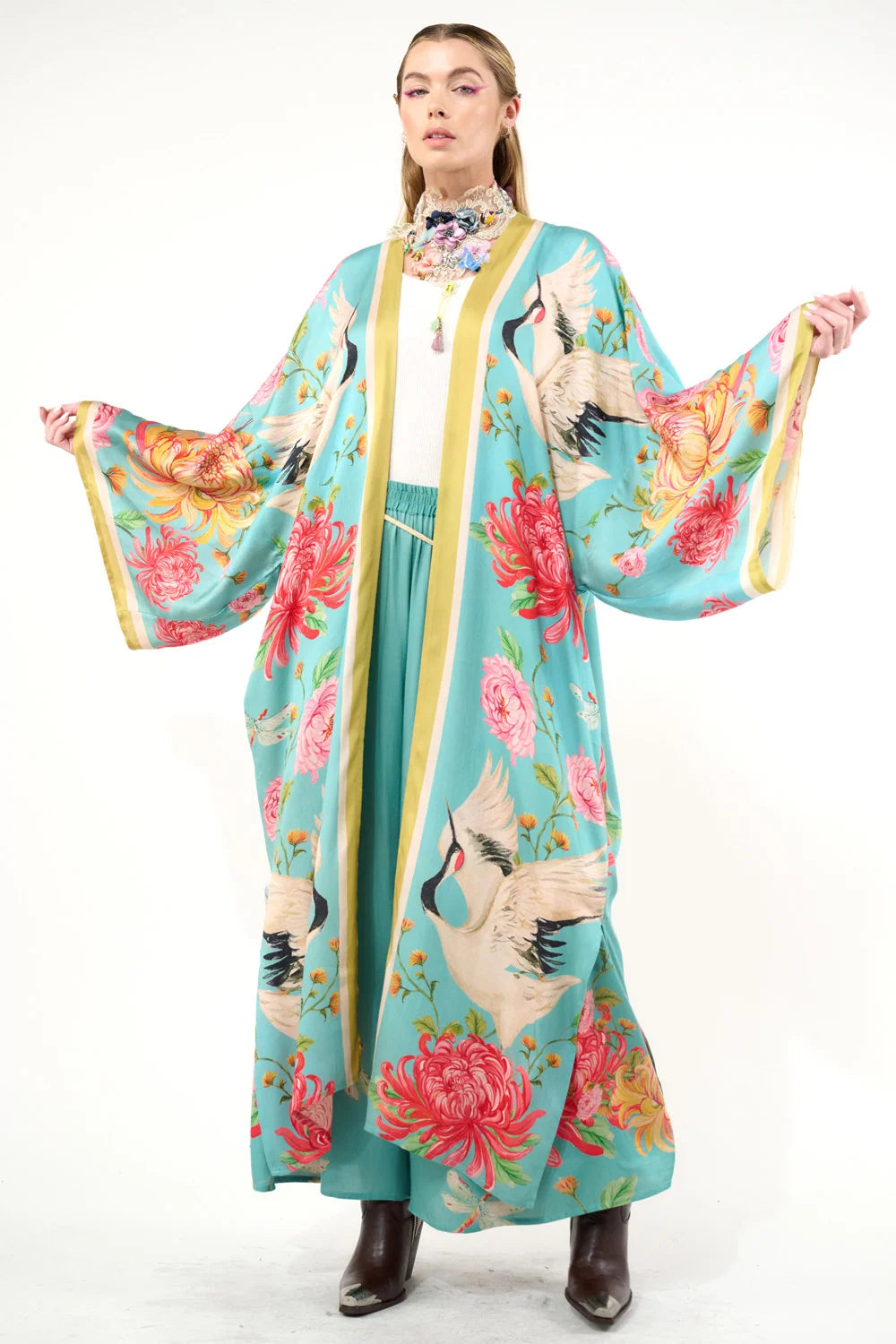 Kimono de la leyenda de la grulla