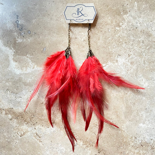 Brass Feather Earrings