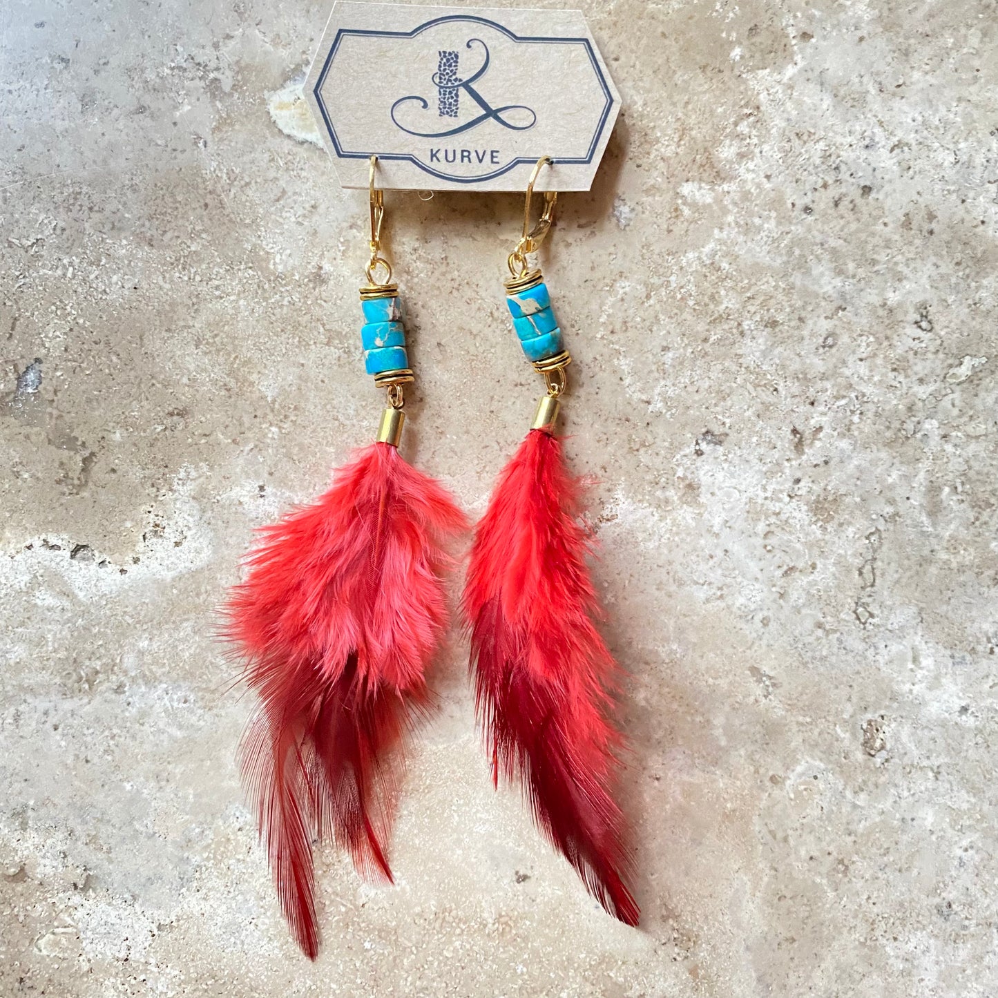 Red Feather Earrings