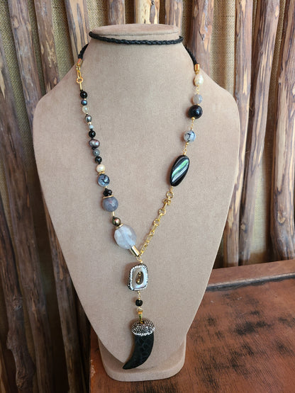 Python Tooth Mixed Media Necklace