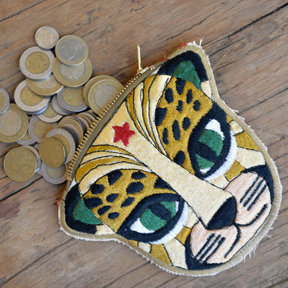 Embroidered Jaguar Coin Purse